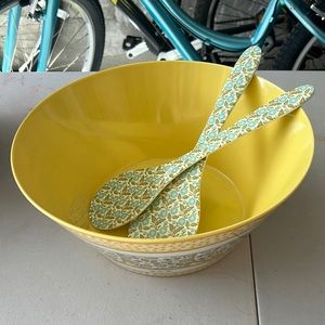 Melamine salad bowl and tosser set